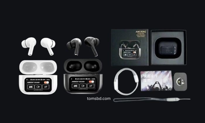 A9 Pro Air Pods with Touch Display & ANC – Black Edition