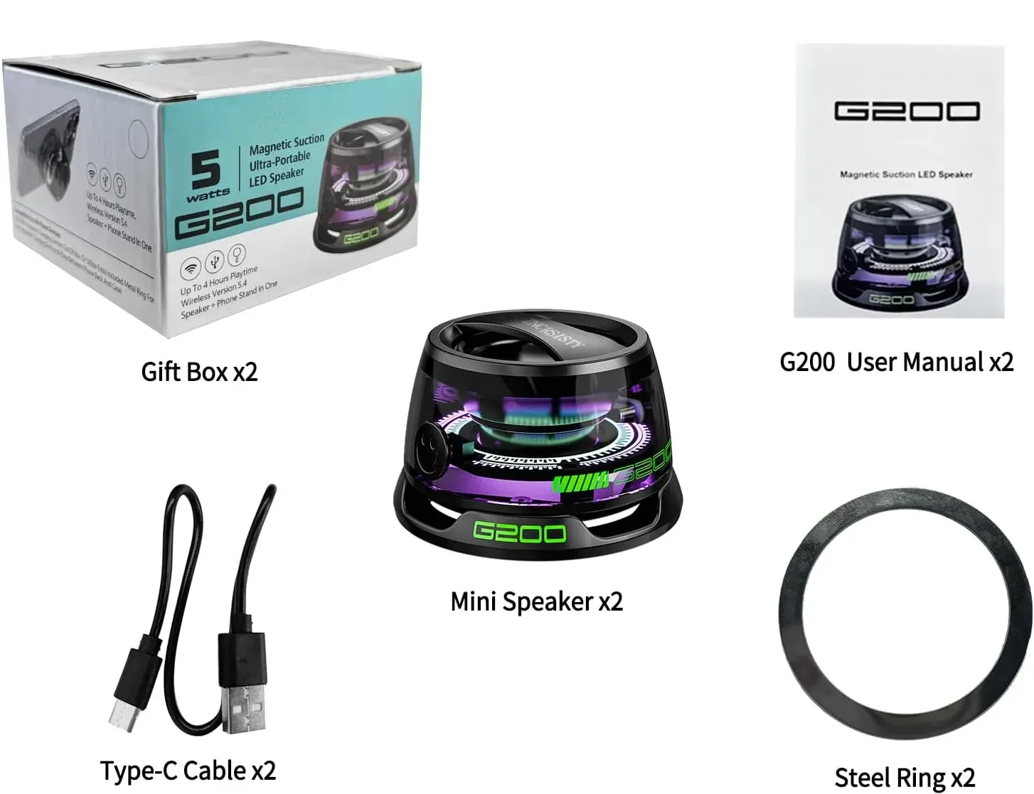 G200 Magnetic RGB Wireless Speaker (1) G200 Magnetic RGB Wireless Speaker